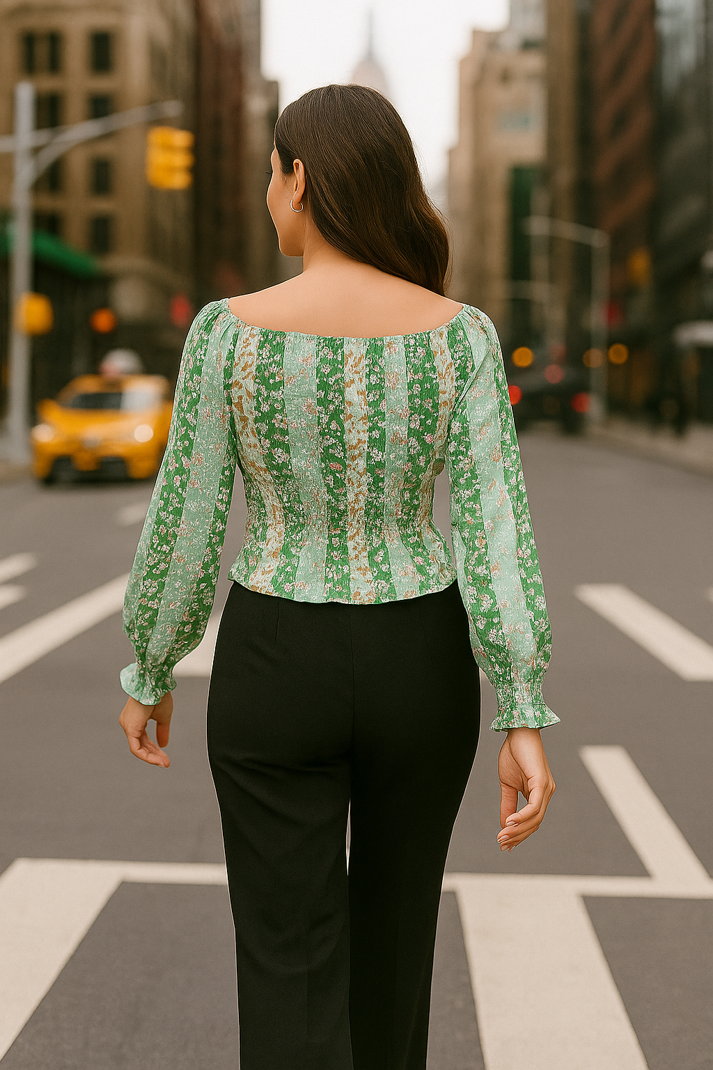 FLORA CRUSH OFF SHOULDER CINCHED WRIST SLEEVES BLOUSE