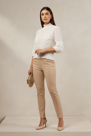Turtle neck 3/4 sleeve lace top