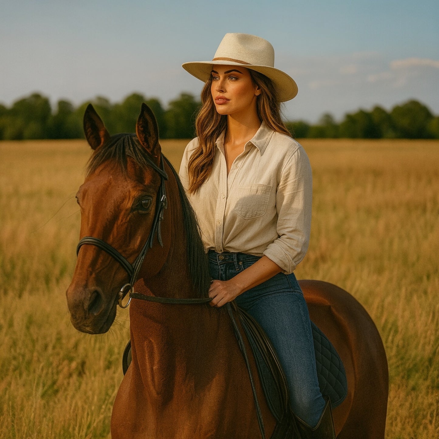 RIO COWGIRL BRAIDED ROPE BIRM SUN HAT