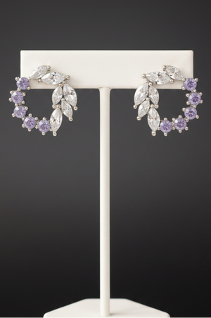 CZ cluster stud earrings with gold finish