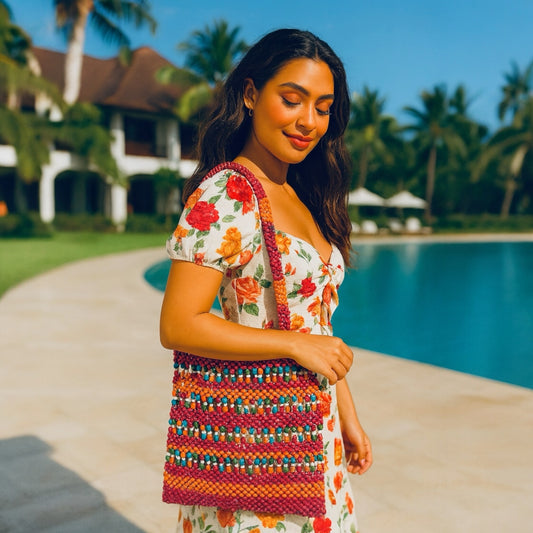 BALI WOODEN BEADSCAPE BAG