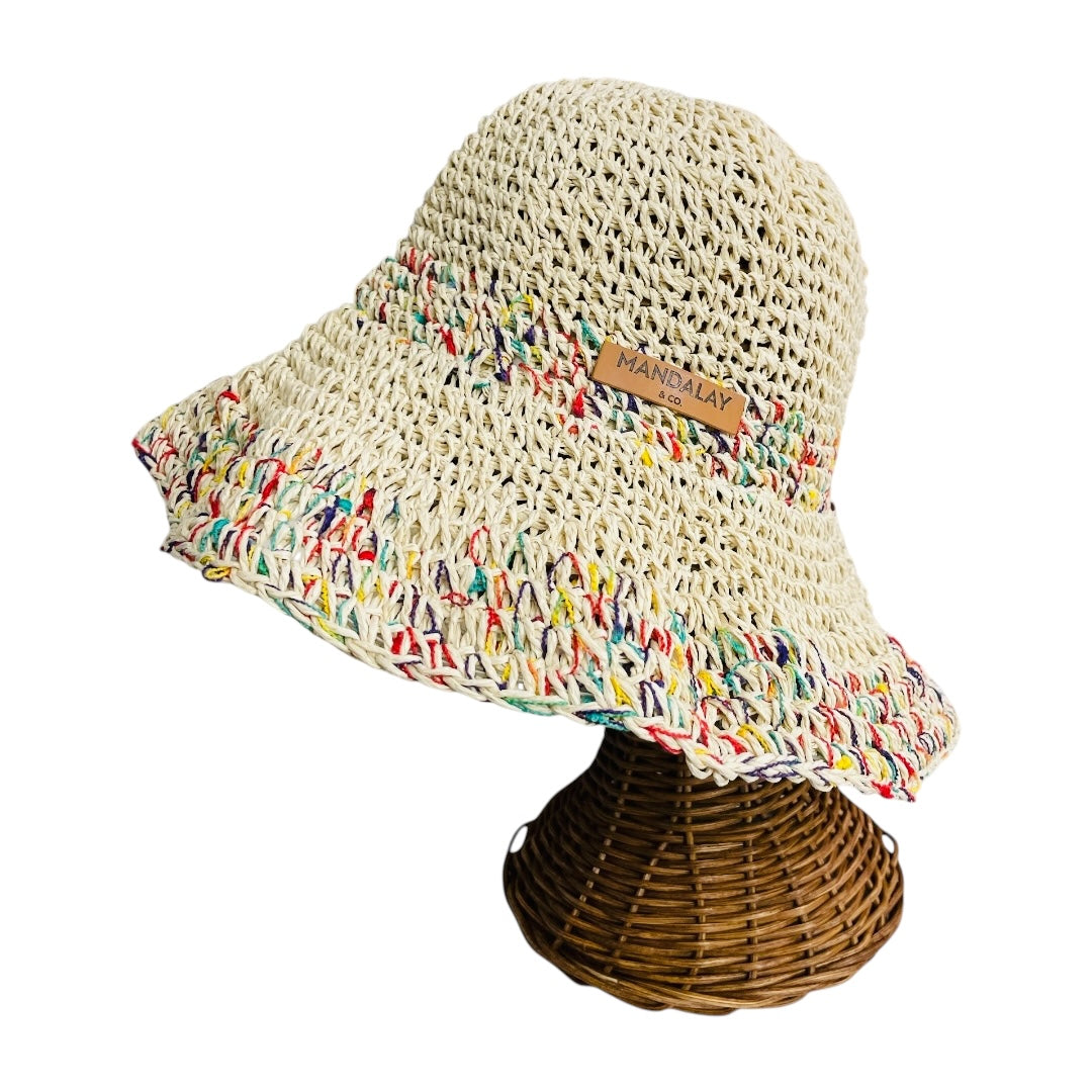 RAFFIA CARNIVAL SAND MULTI COLOR BUCKET HAT