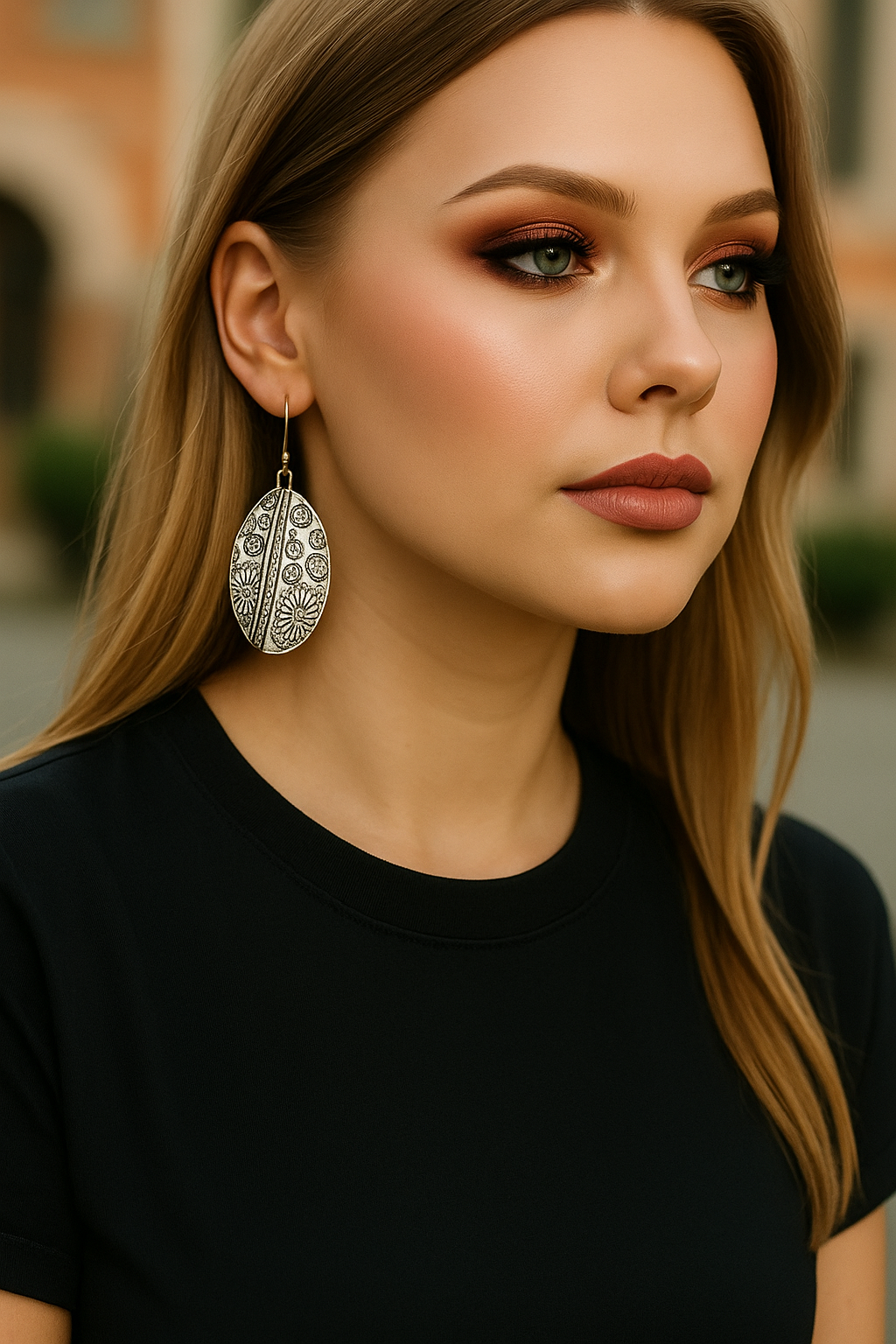 Handmade Kashi -Antique silver Leaf earring