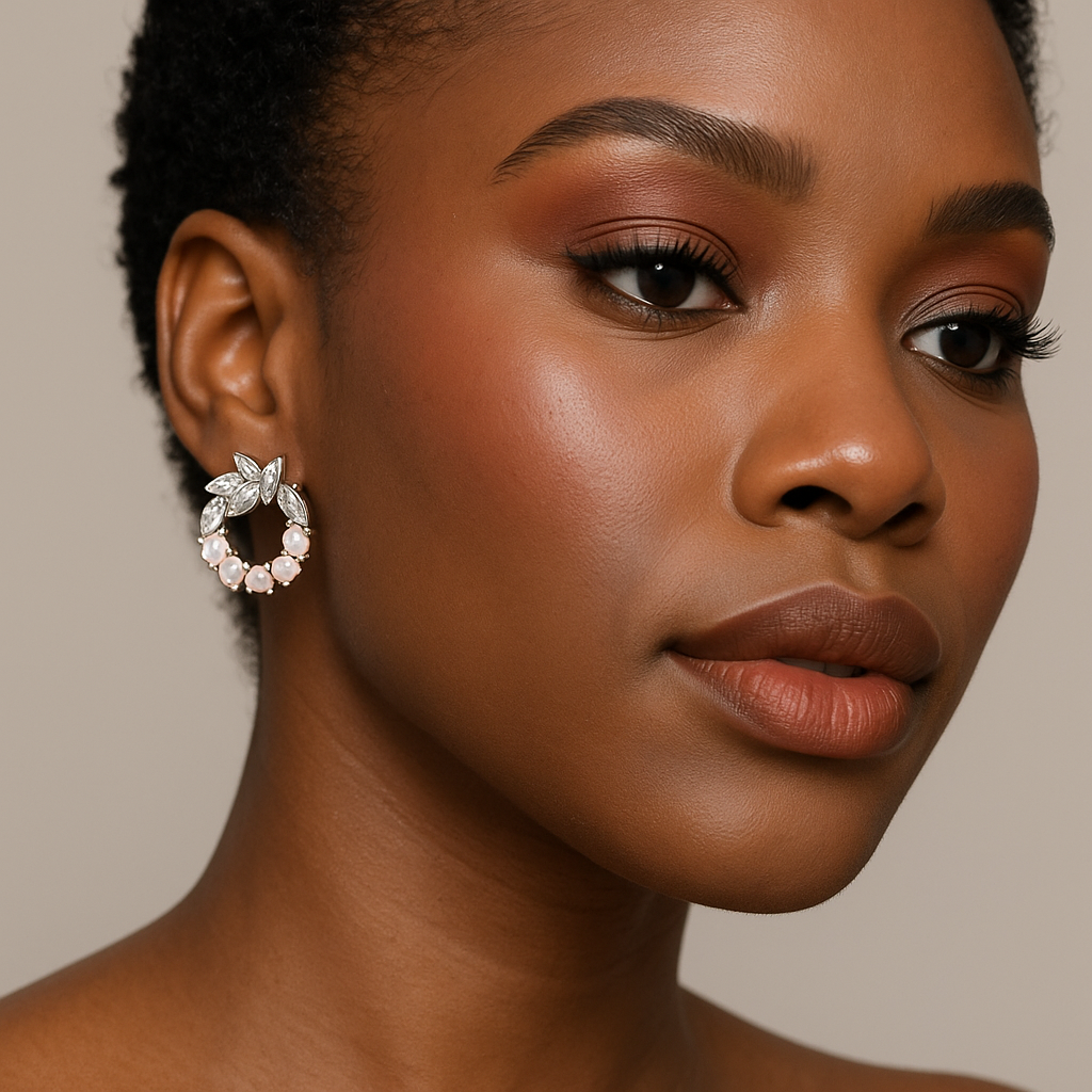 Silver Mixed Cz Cluster Hoop Stud Earrings