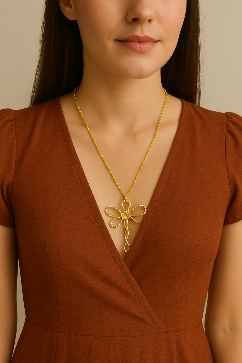 Brass Gold Dragonfly Necklace