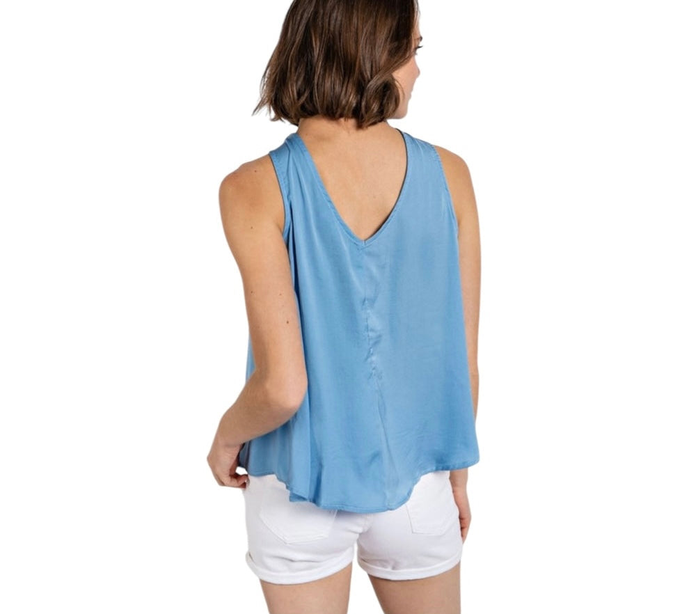 LUNA KNOT FRONT & BACK REVERSIBLE SATIN TOP
