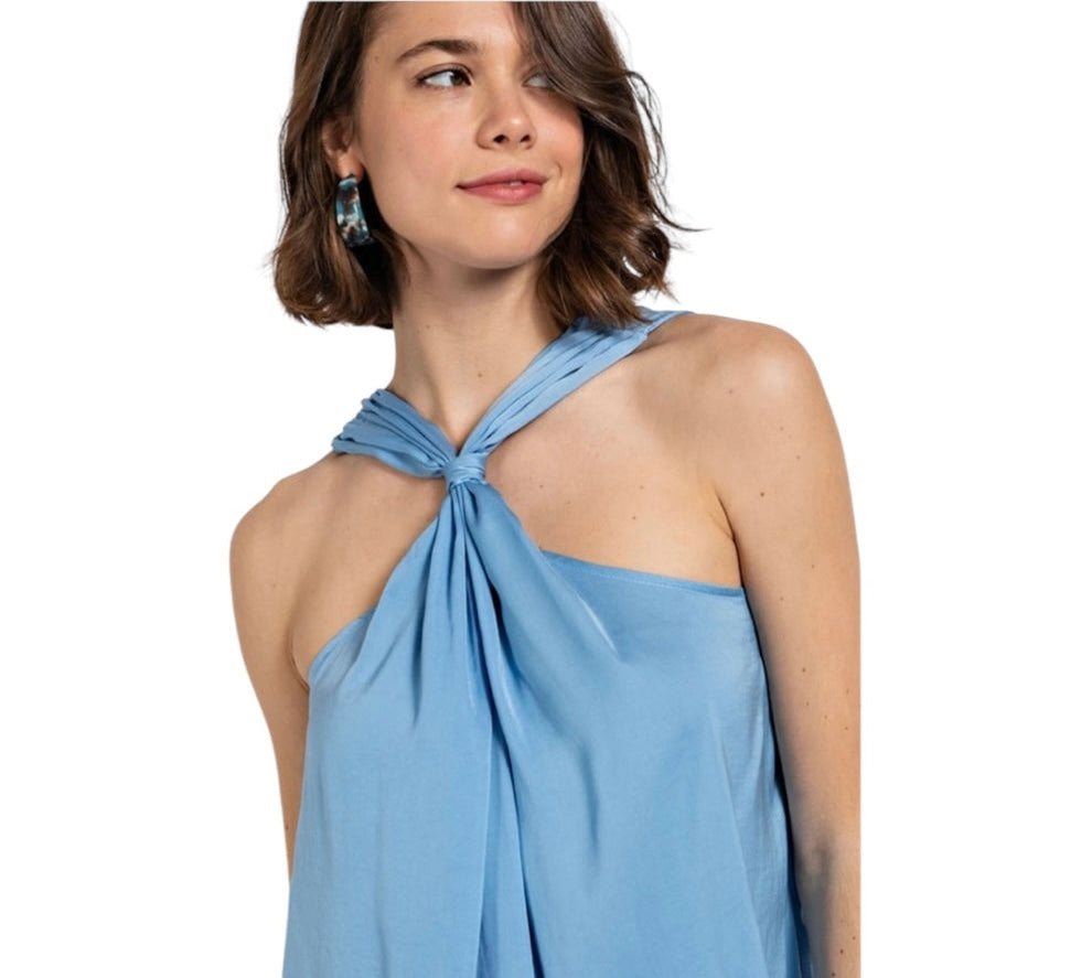 LUNA KNOT FRONT & BACK REVERSIBLE SATIN TOP