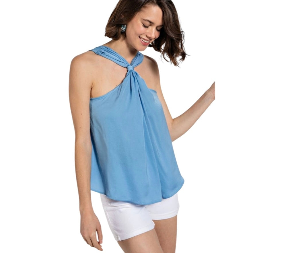 LUNA KNOT FRONT & BACK REVERSIBLE SATIN TOP