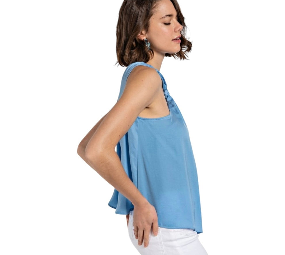 LUNA KNOT FRONT & BACK REVERSIBLE SATIN TOP