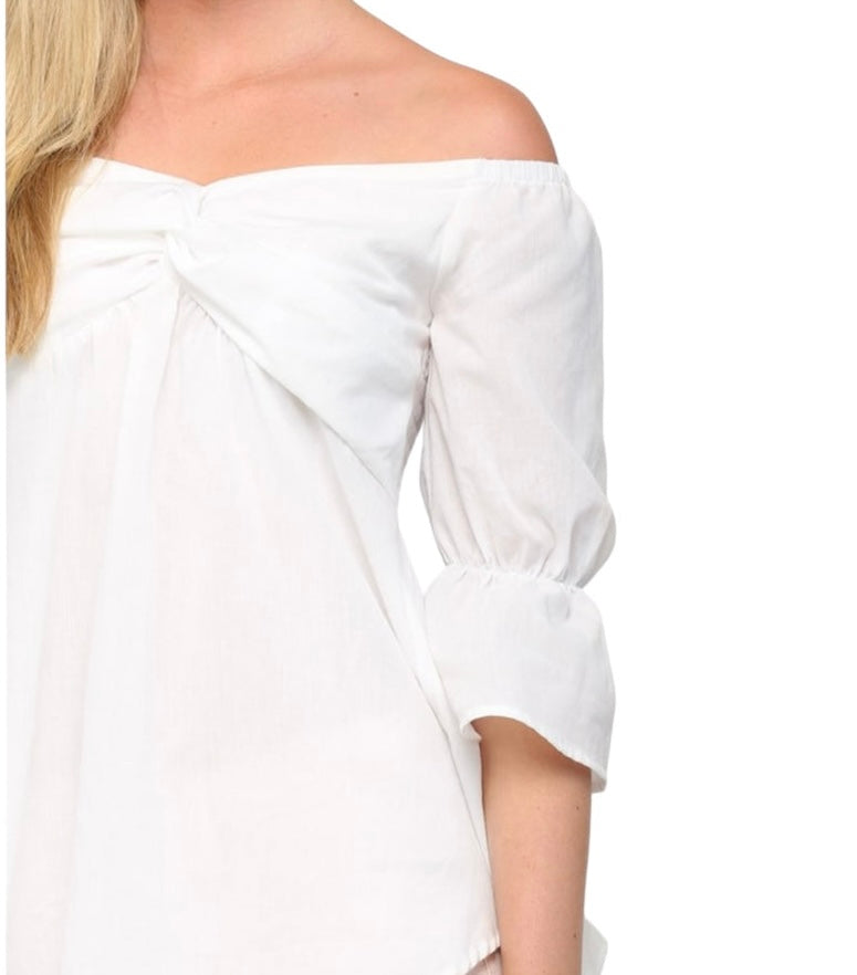COTTON CLOUD OFF SHOULDER TWIST FRONT TOP