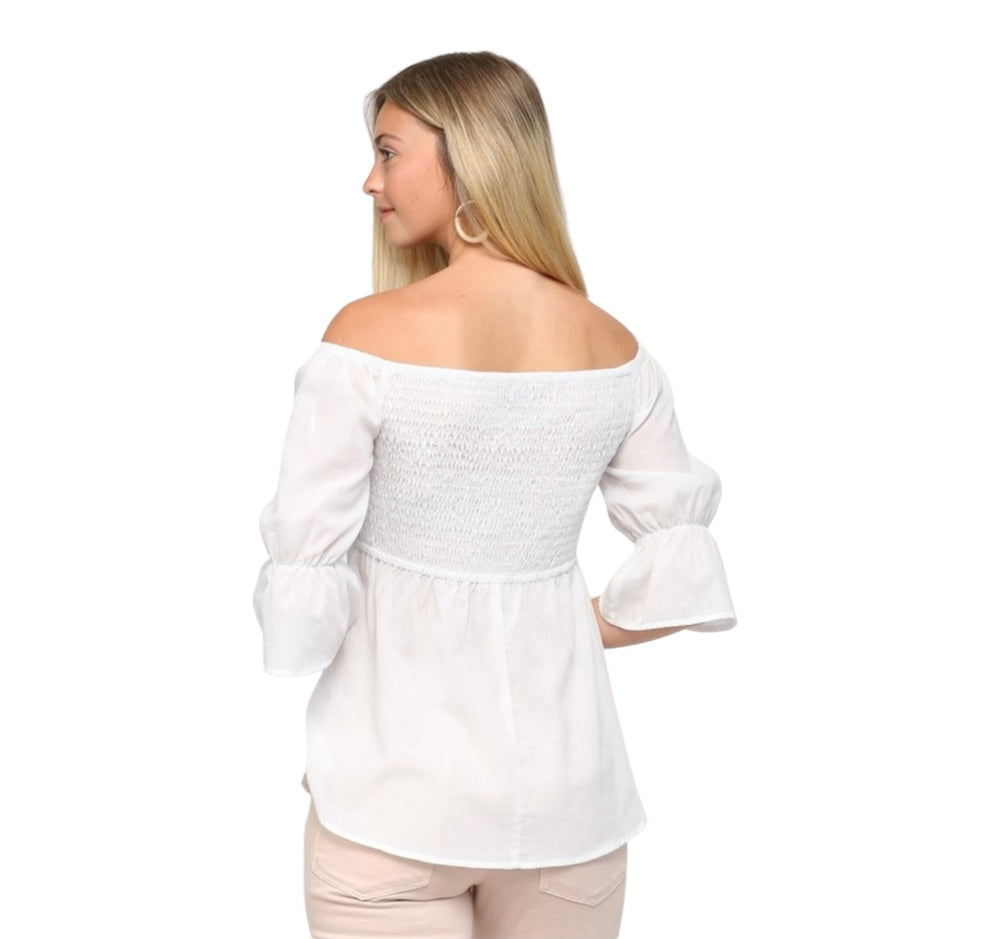 COTTON CLOUD OFF SHOULDER TWIST FRONT TOP
