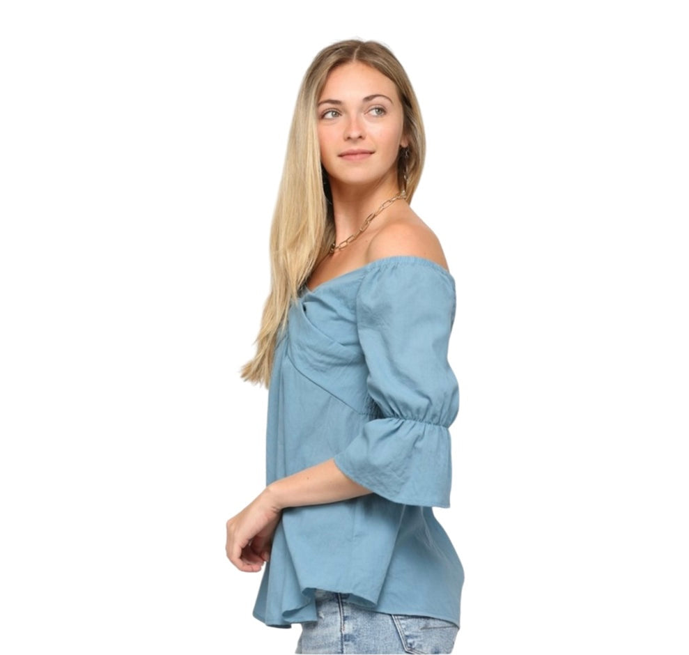 COTTON CLOUD OFF SHOULDER TWIST FRONT TOP