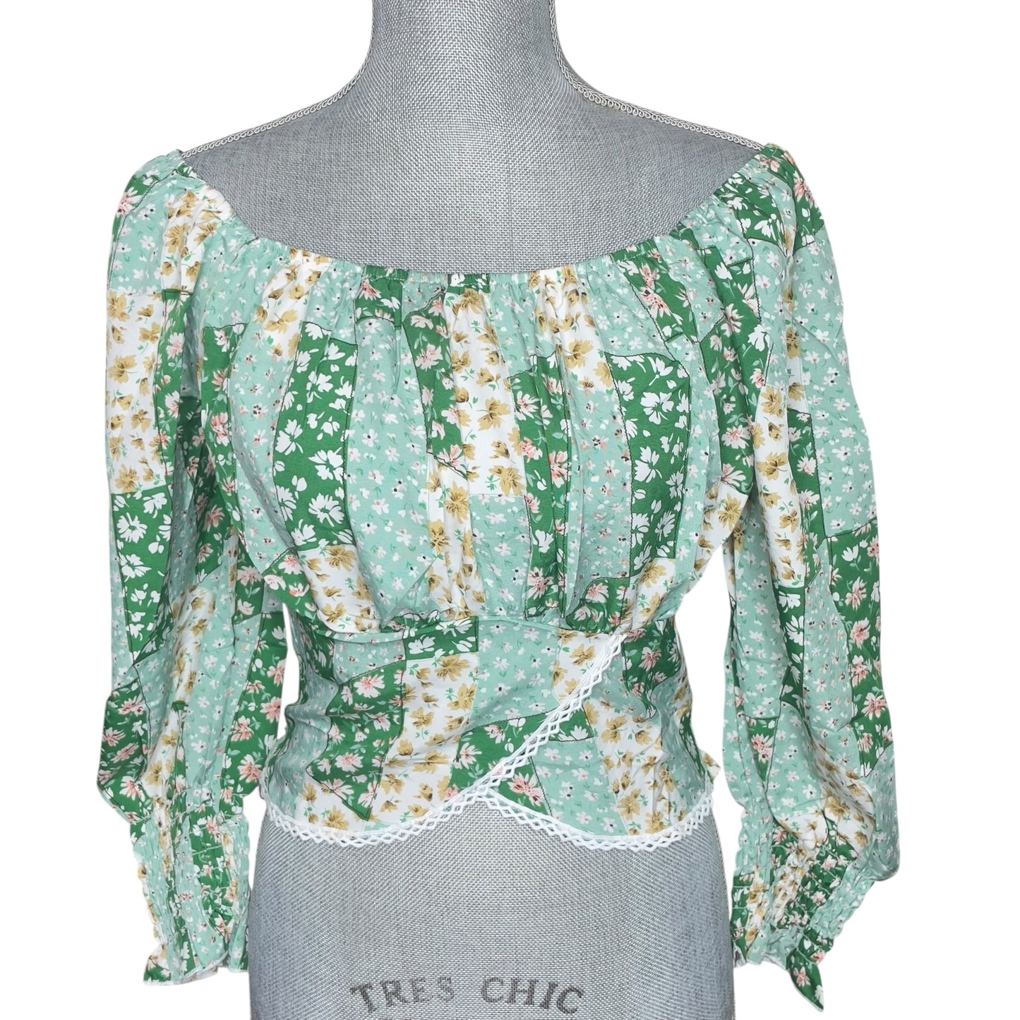 FLORA CRUSH OFF SHOULDER CINCHED WRIST SLEEVES BLOUSE