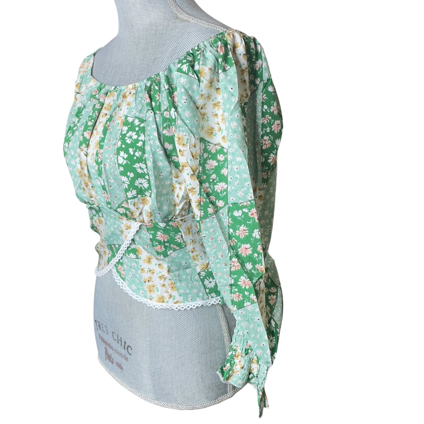 FLORA CRUSH OFF SHOULDER CINCHED WRIST SLEEVES BLOUSE
