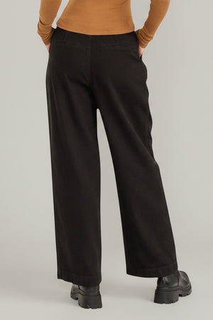 Pleated mid-rise wide leg pants, full length