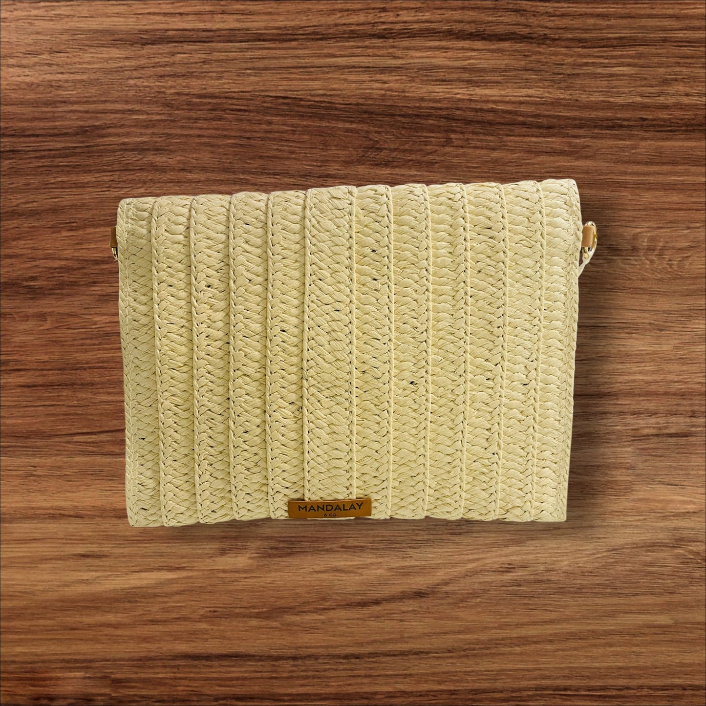Hand Designed Layered Paper Braided Envelope Clutch Bag with Strap Natural Boho