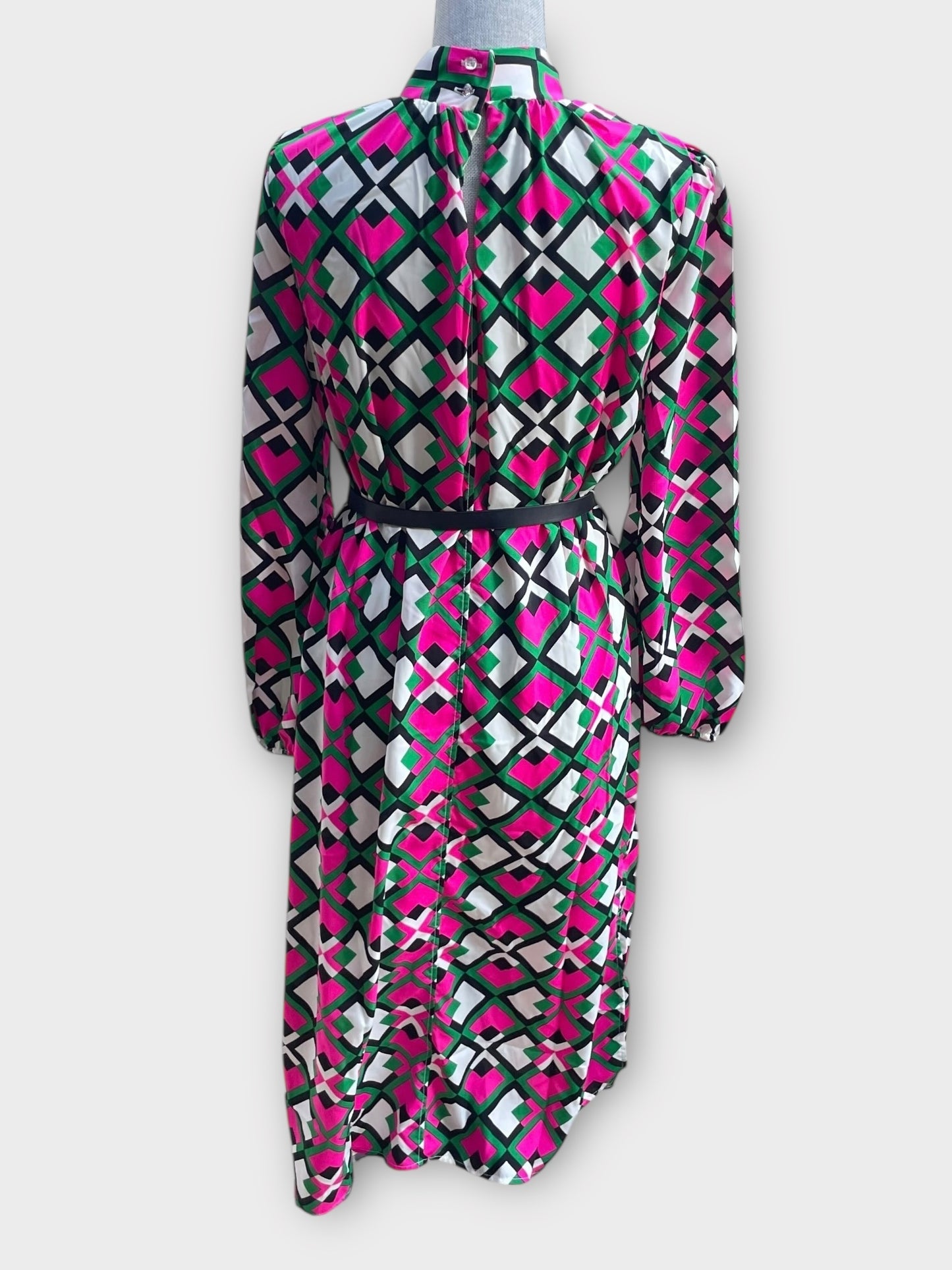 Mod Mosaic Midi Belted Dress