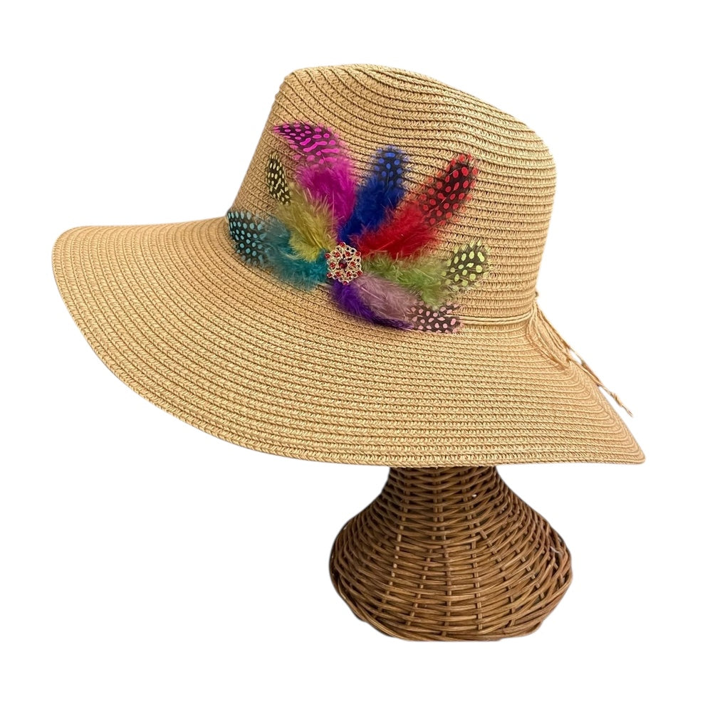 SUN BIRD FEATHER HANDMADE DESIGN FLOPPY SUN HAT COLLECTION