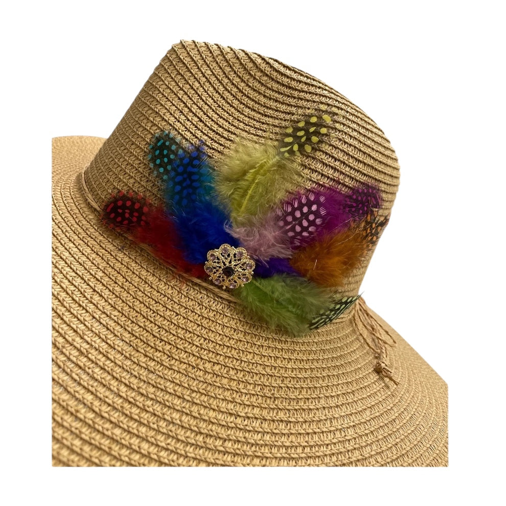 SUN BIRD FEATHER HANDMADE DESIGN FLOPPY SUN HAT COLLECTION