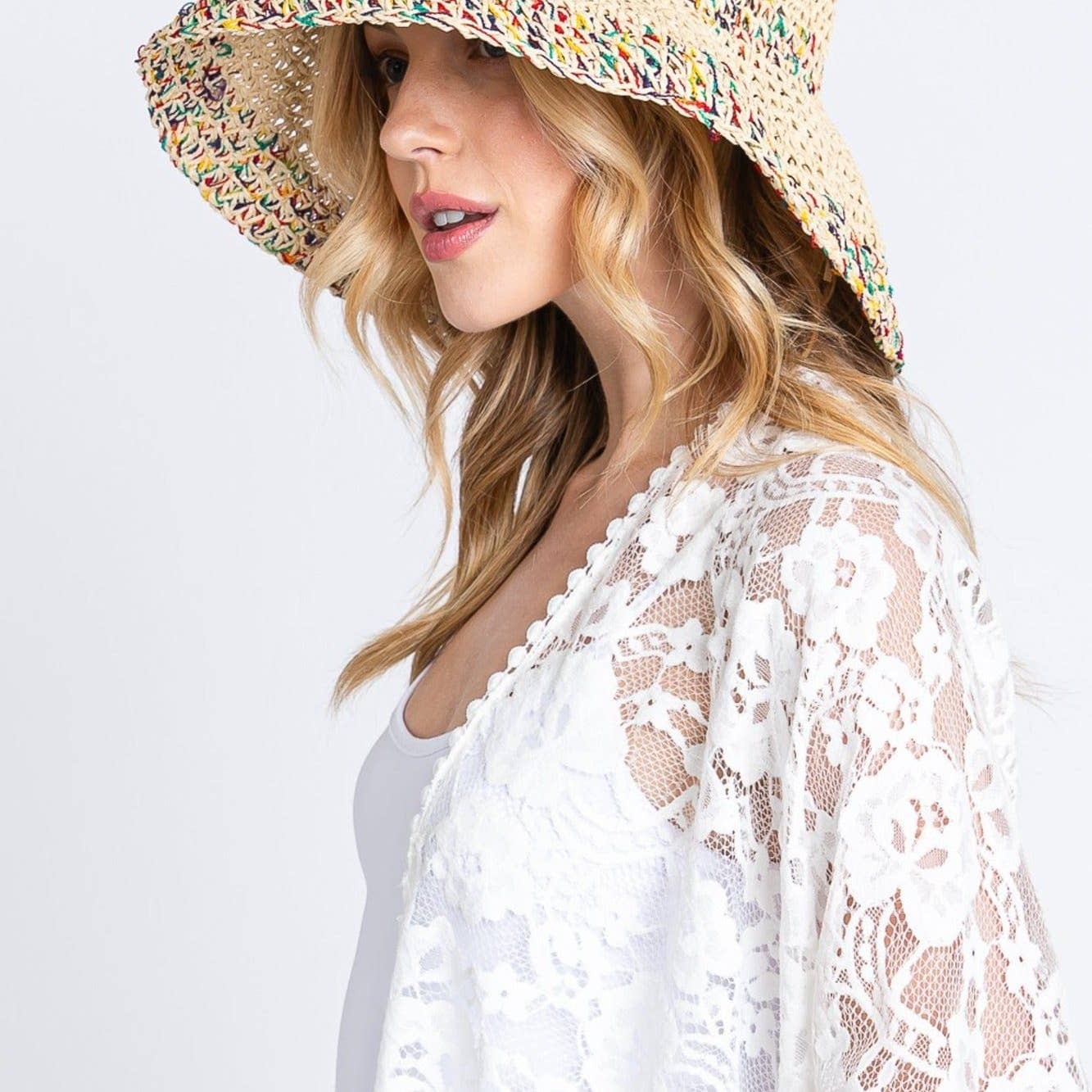 RAFFIA CARNIVAL SAND MULTI COLOR BUCKET HAT