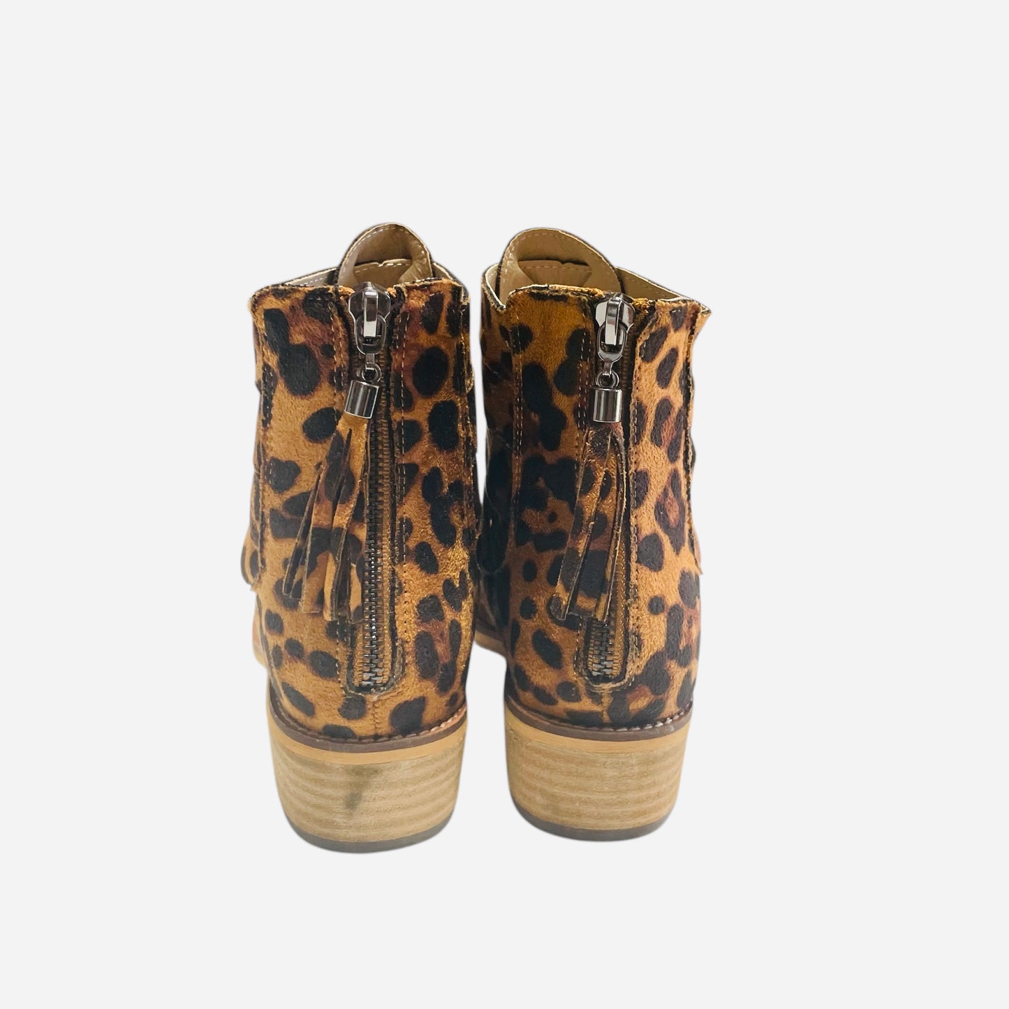 Chloe Leopard Faux Suede Print Cutout Ankle Booties