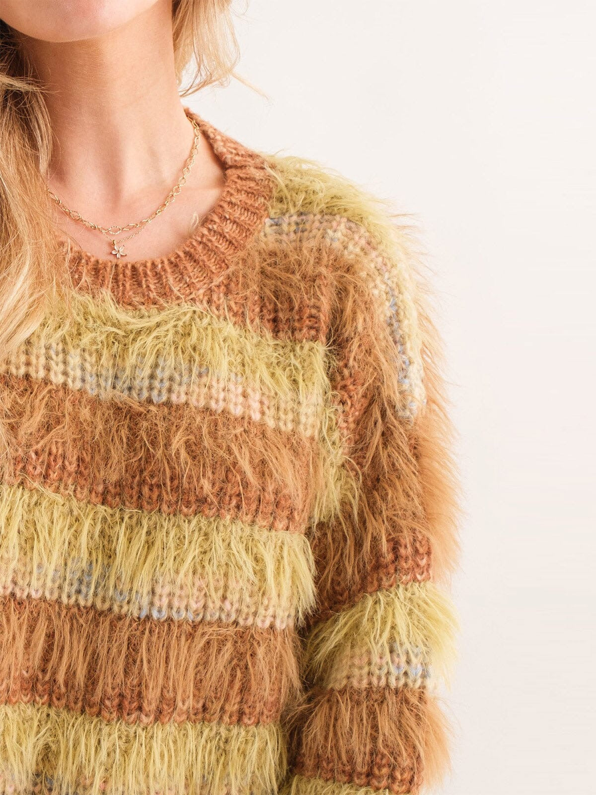 Honey Haze Fuzzy Stripe FUPullover Sweater