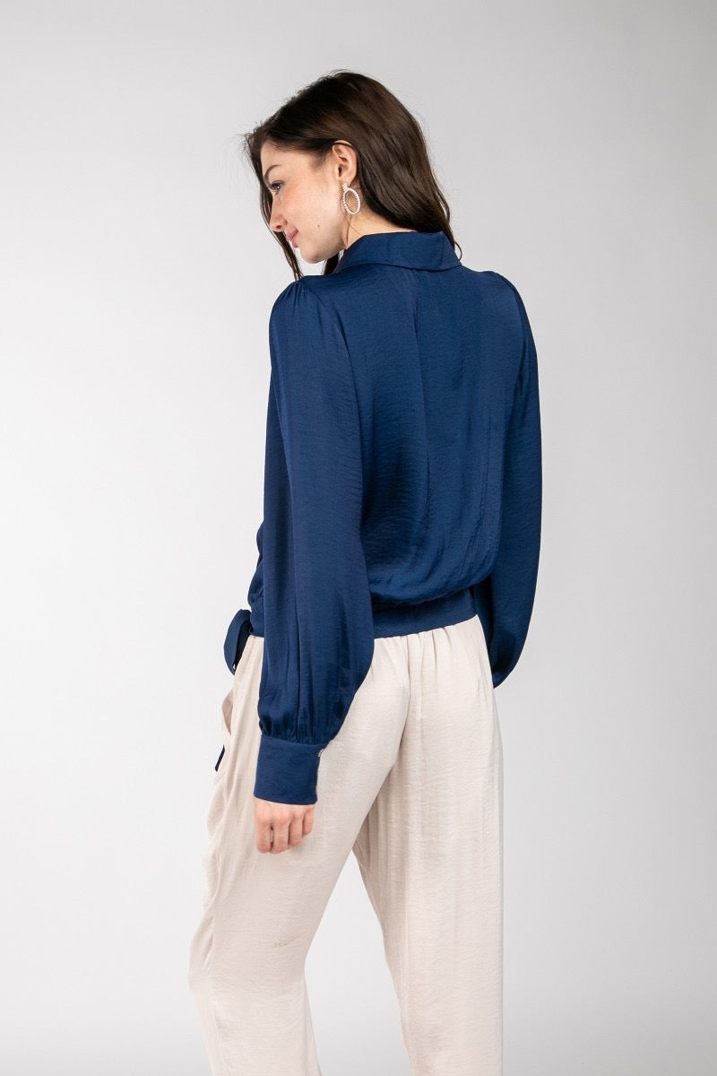 Sapphire Whisper Wrap Blouse