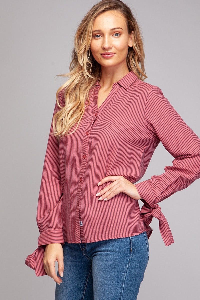 The Bow & Button Stripe Shirt
