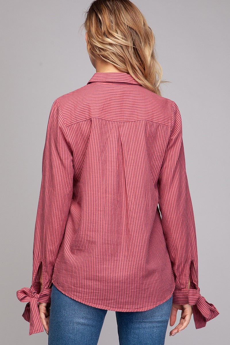 The Bow & Button Stripe Shirt