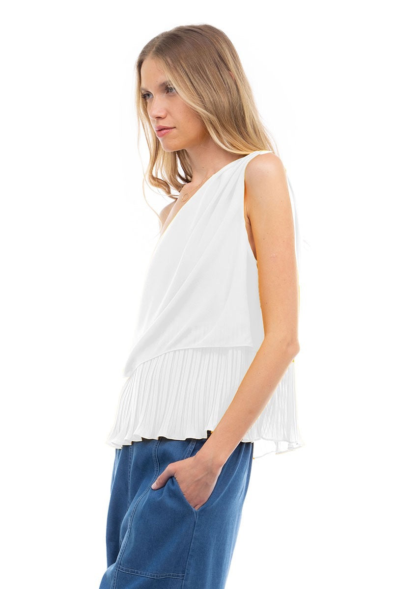 Solstice Pleated One Shoulder Top