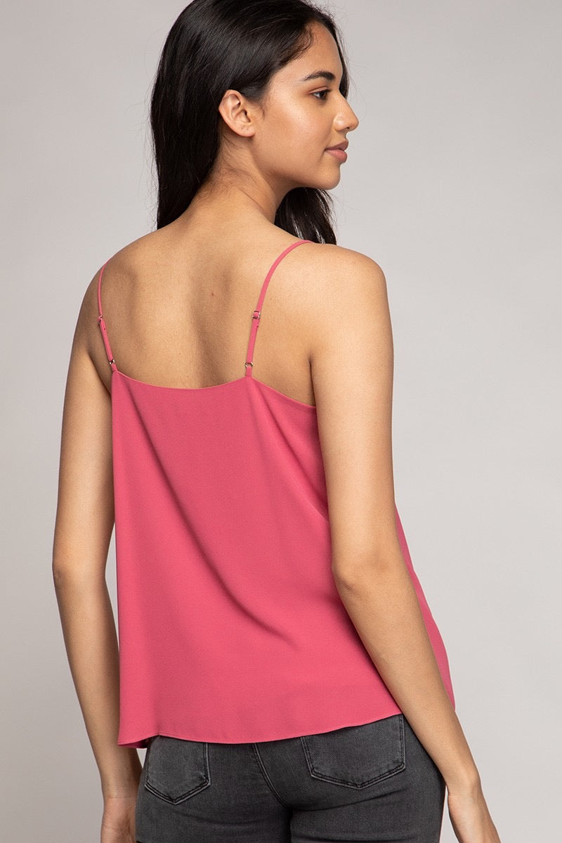 Pleated Ruffle Cascade Cami