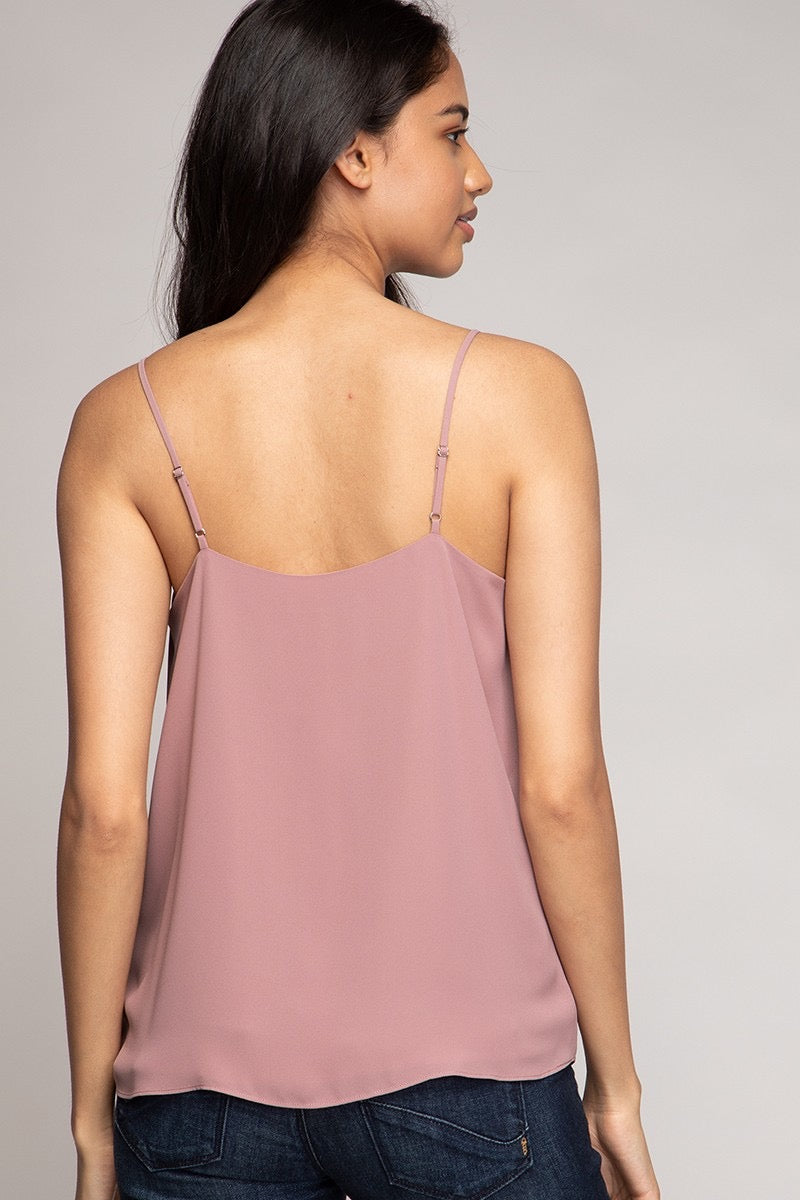 Pleated Ruffle Cascade Cami