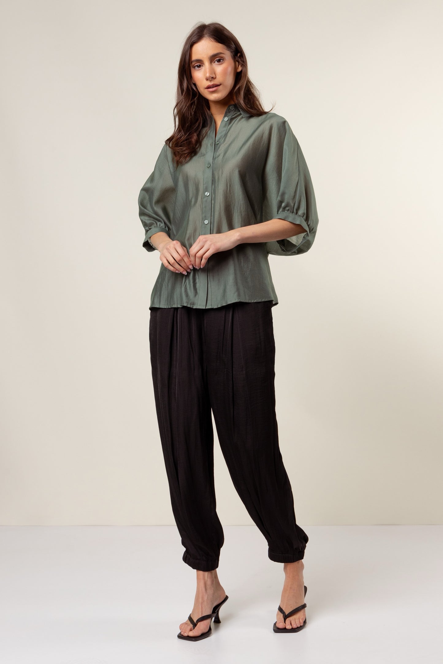 Urban Petal Draped Ruched up Back Keyhole Blouse
