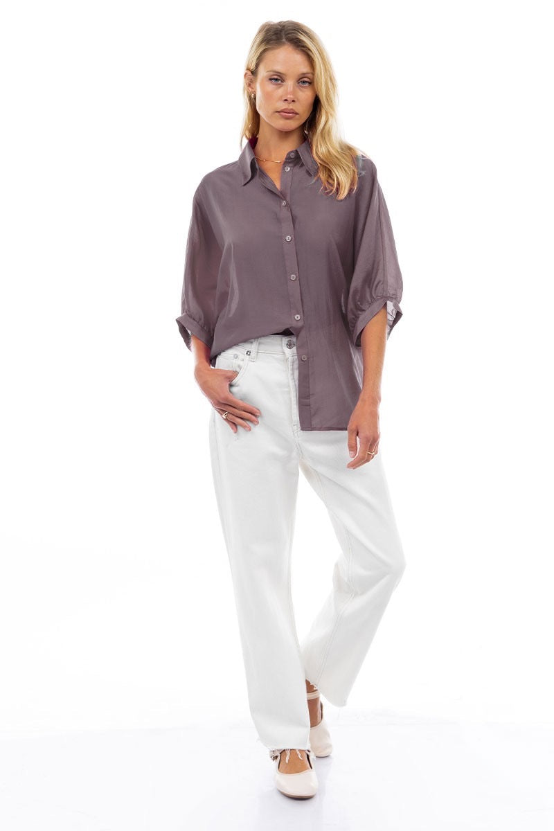 Urban Petal Draped Ruched up Back Keyhole Blouse
