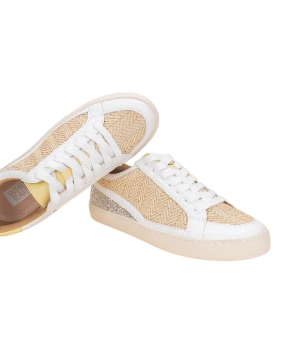 Yellow Lace Up Metallic Sparkle Boho Harlow Sneakers