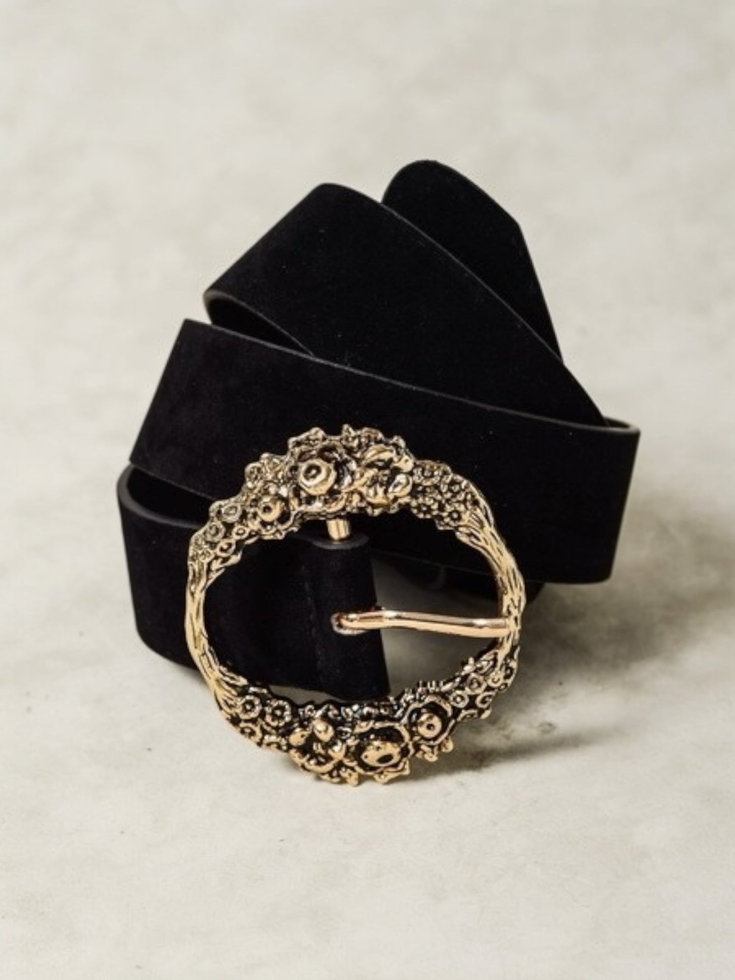 Floral Luxe Etched Blossom Buckle Belt