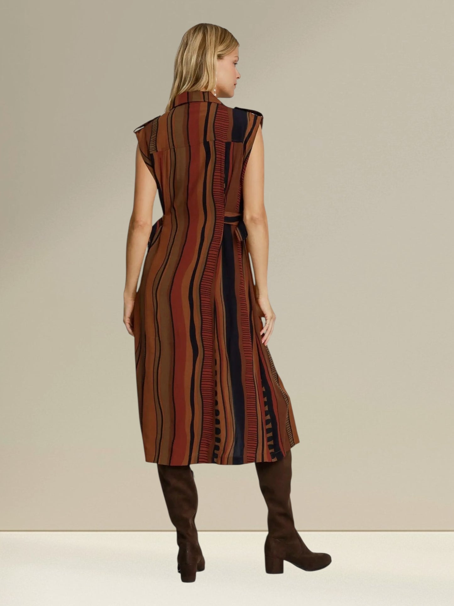 Rustic Rhythm Abstract Midi Dress