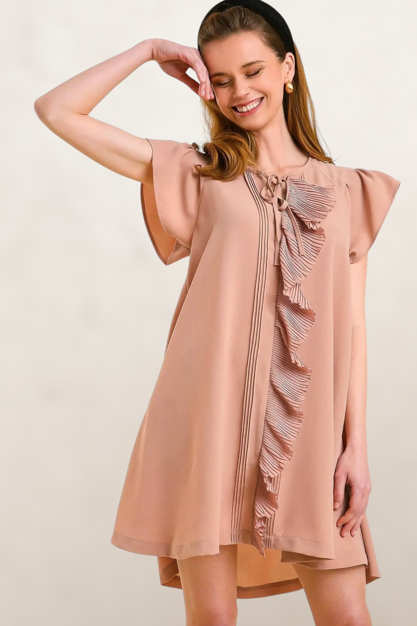Dewdrop Ruffle Trim Bodice Mini Dress