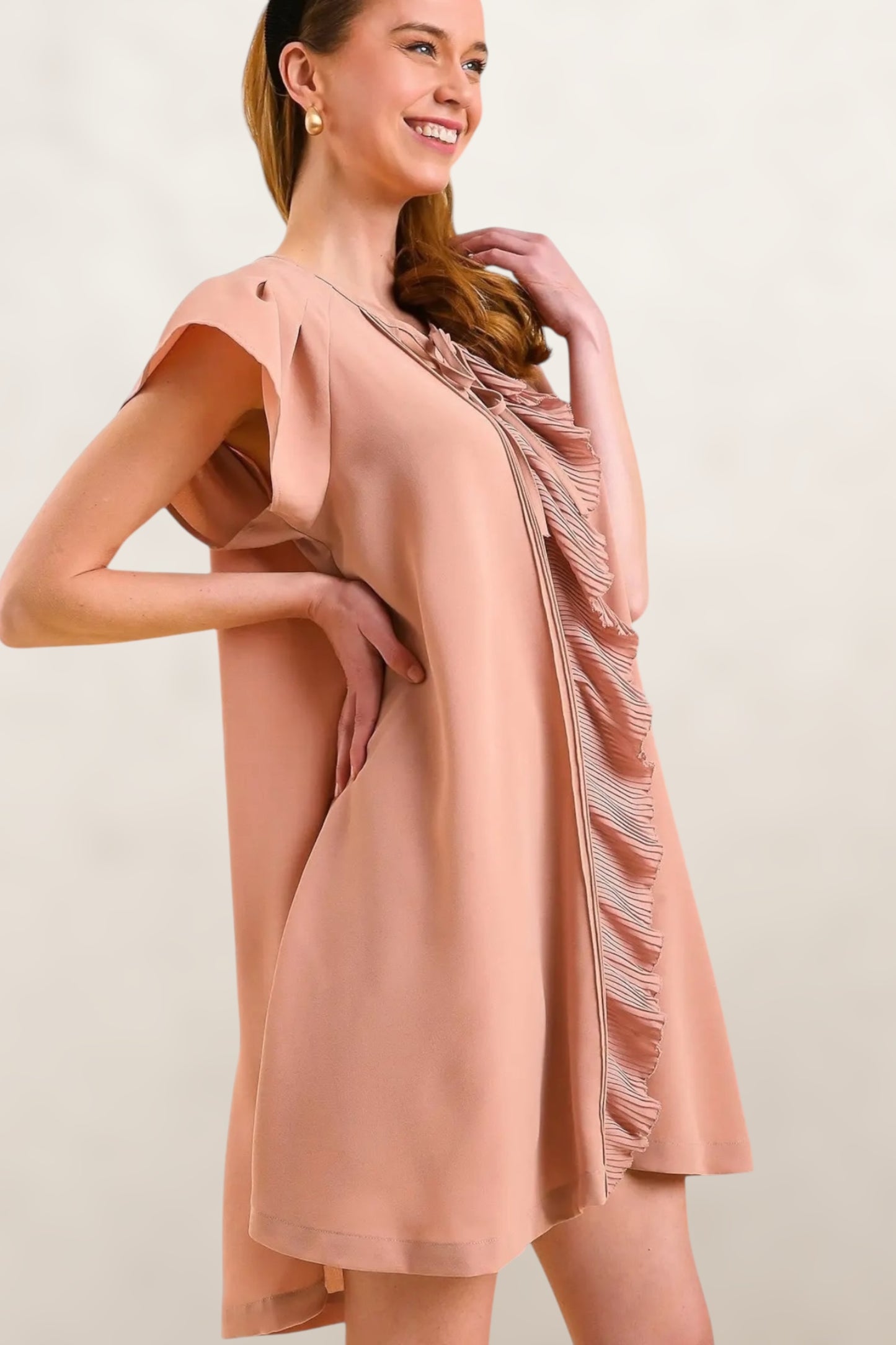 Dewdrop Ruffle Trim Bodice Mini Dress