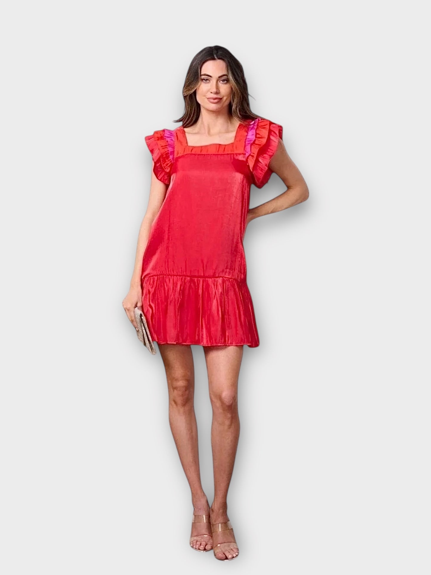 Valentina Ruffle Radiance Pocket Mini Dress