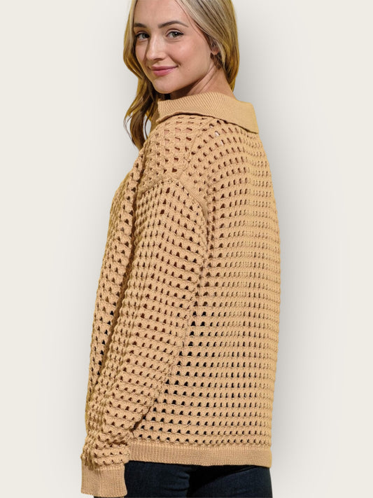 Dune Drift Loose Fit Knit Pullover Sweater