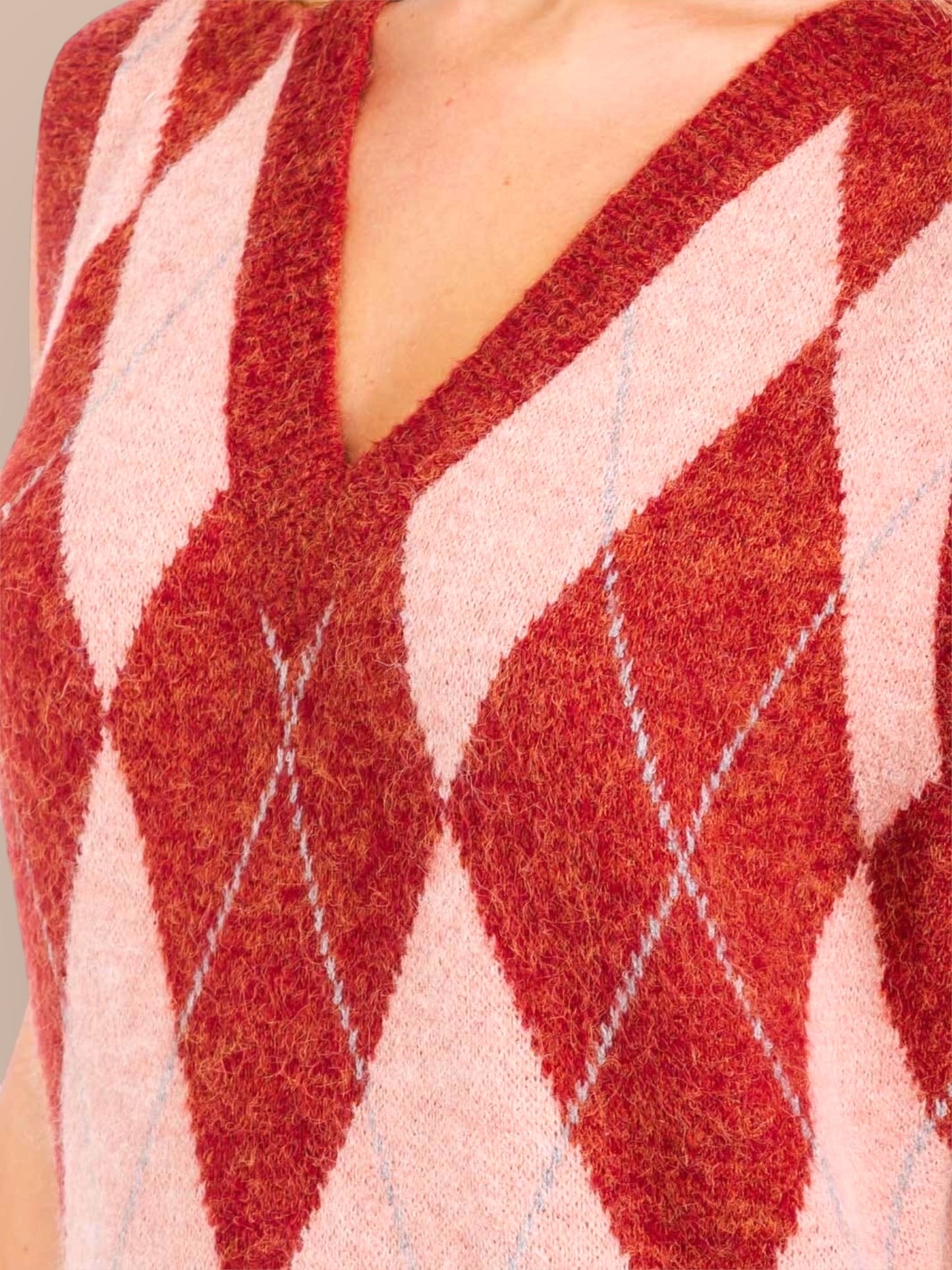 Crimson Argyle Elegance Dress