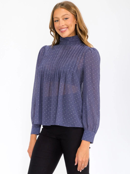 Lustre Highneck Shimmer Blouse