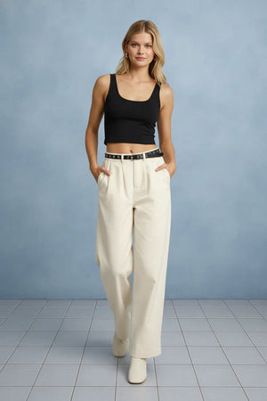 Elegant pleated wide leg trousers