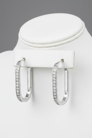 Radiance slim hoops showing CZ pave detail, pair view