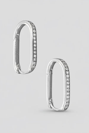 Radiance slim CZ pave hoop earrings, flat lay view