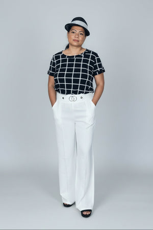 Elegant wide leg high-waist pants
