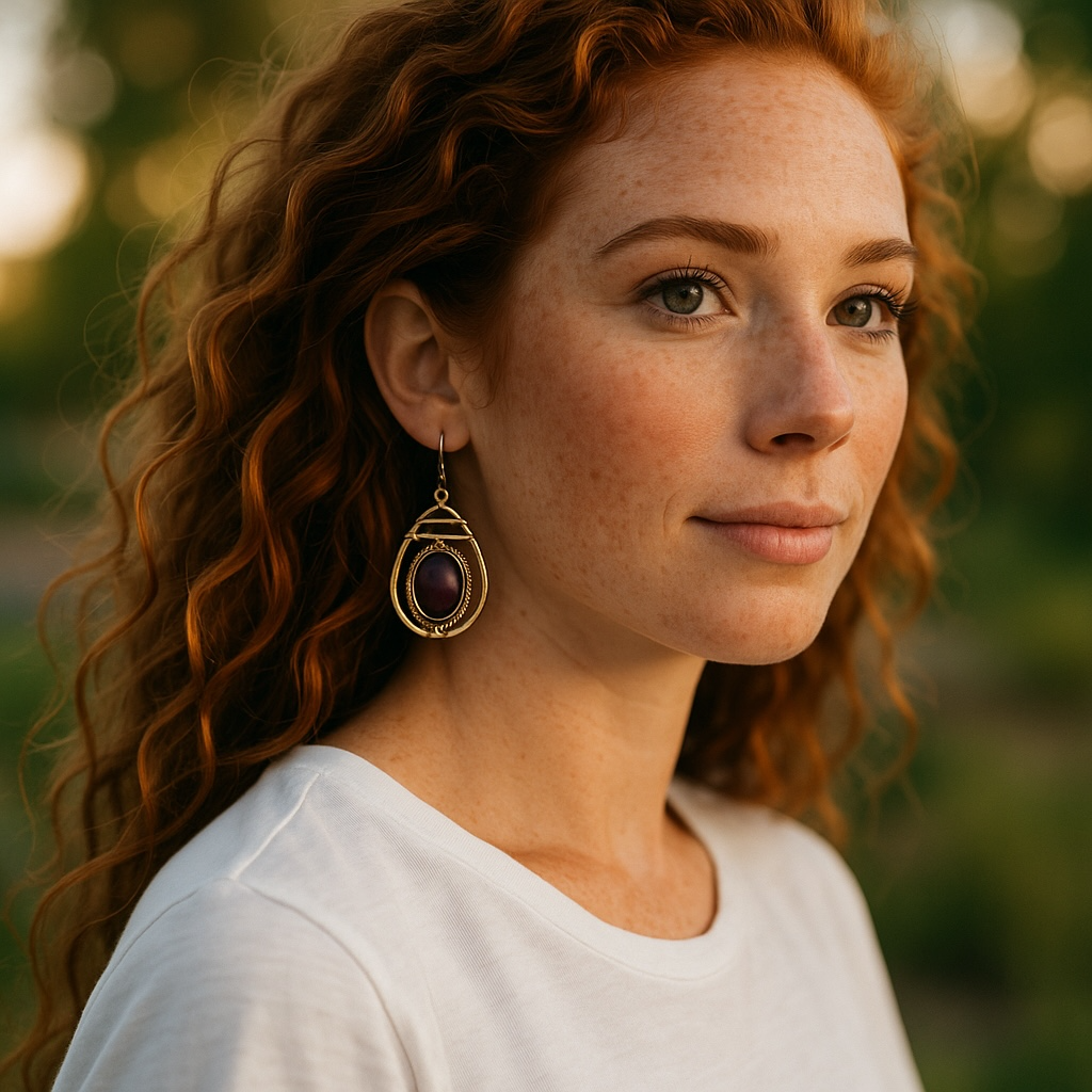 Handmade Mixed metal earrings with amethyst stones