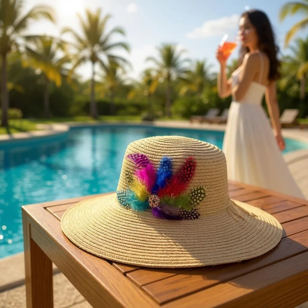 SUN BIRD FEATHER HANDMADE DESIGN FLOPPY SUN HAT COLLECTION