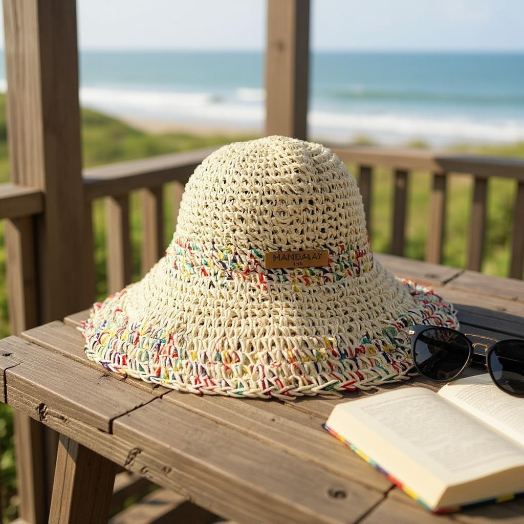 RAFFIA CARNIVAL SAND MULTI COLOR BUCKET HAT